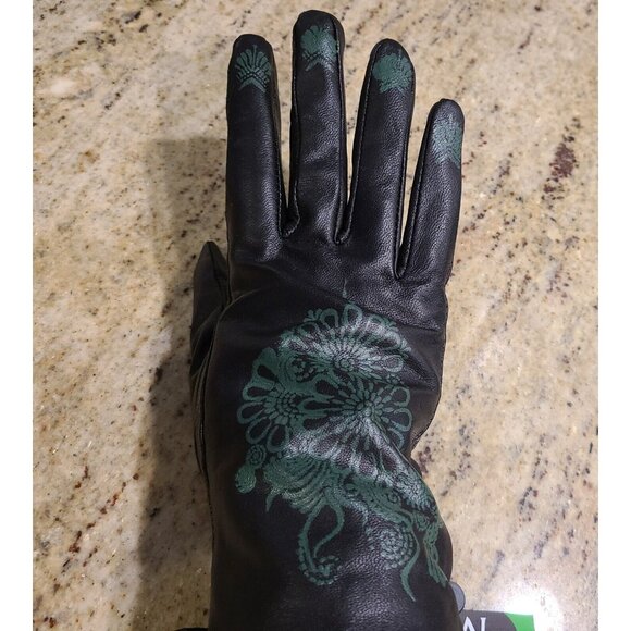New! Women Size XL Black Leather Lined 10" Gloves Henna Tattoo Fairy Whimsigoth - Picture 15 of 16